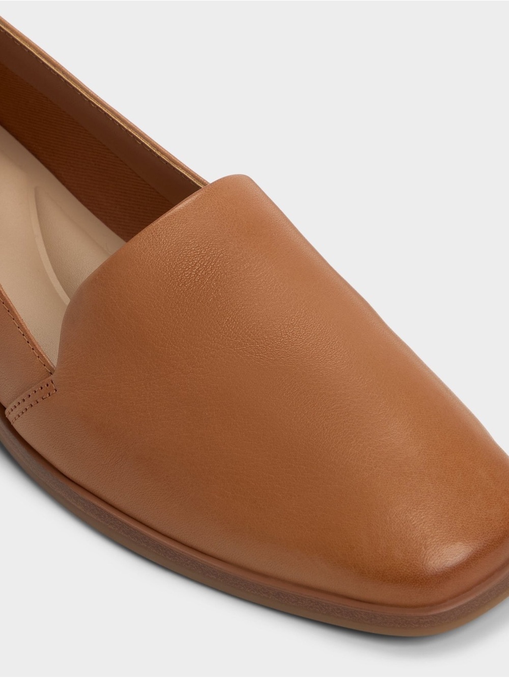 Aldo Women's Cognac Leather Slip-On Loafers - Picture 2 of 10